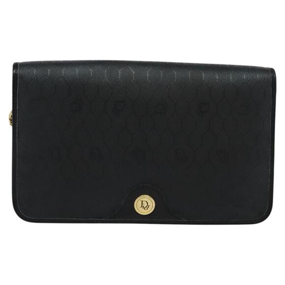 DIOR Honeycomb Canvas Chain Shoulder Bag Black Gold - Picture 2 of 12